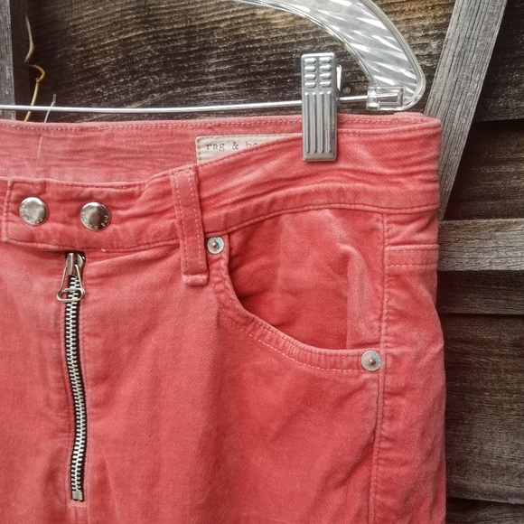 Rag & Bone Dojo High Waist ROSE -Washed Red- Velvet Crops 27 - Picture 6 of 8
